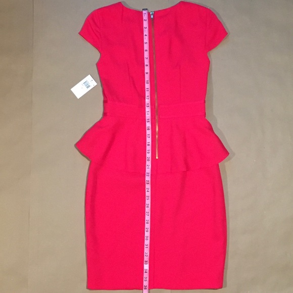 ✨NWT✨Classic Peplum Waist Red Dress w Pencil Skirt & Cap-Sleeves 🏷️by Muse - Picture 12 of 16